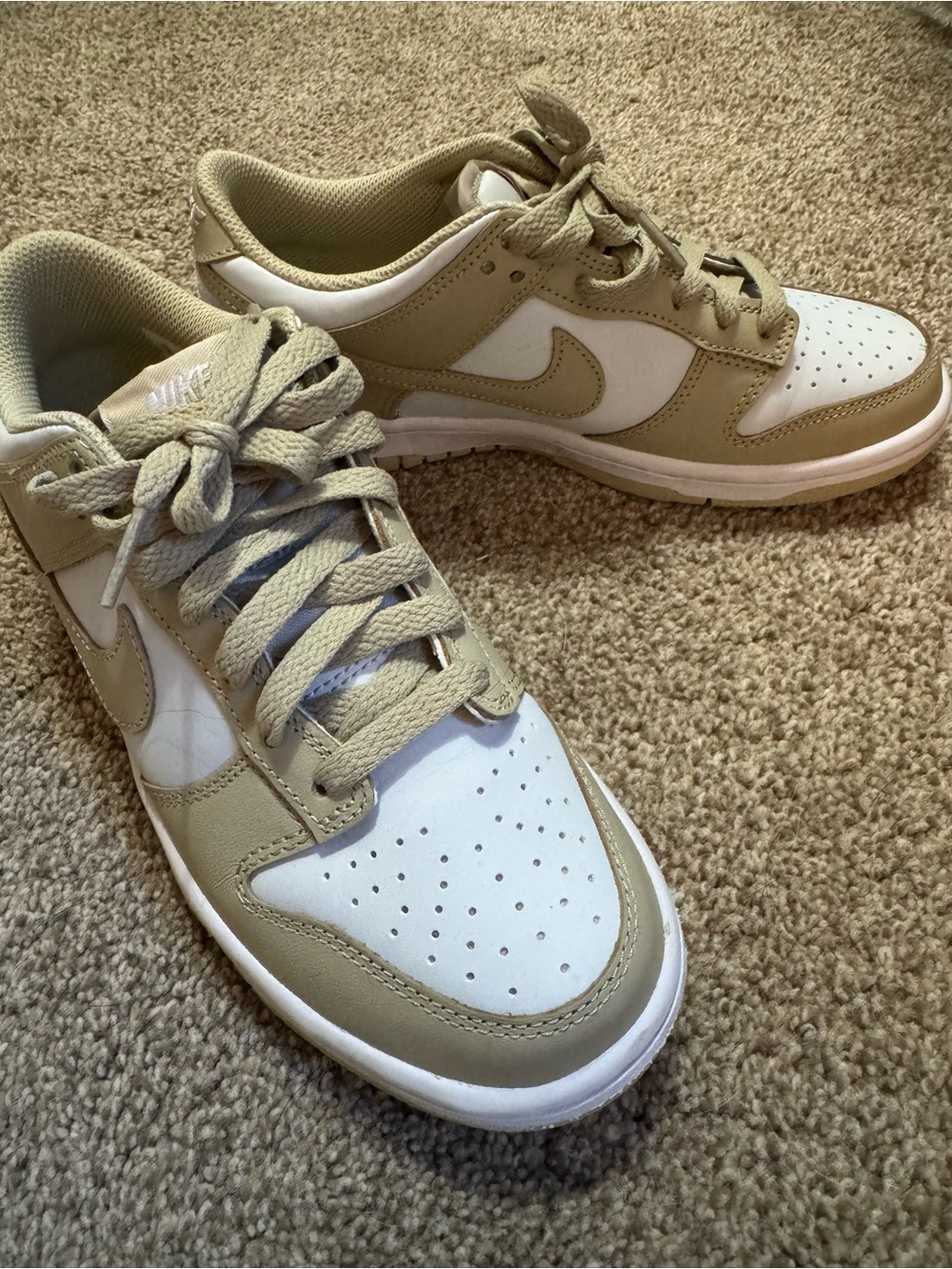 Nike Kids Dunks Sneakers in White and Beige